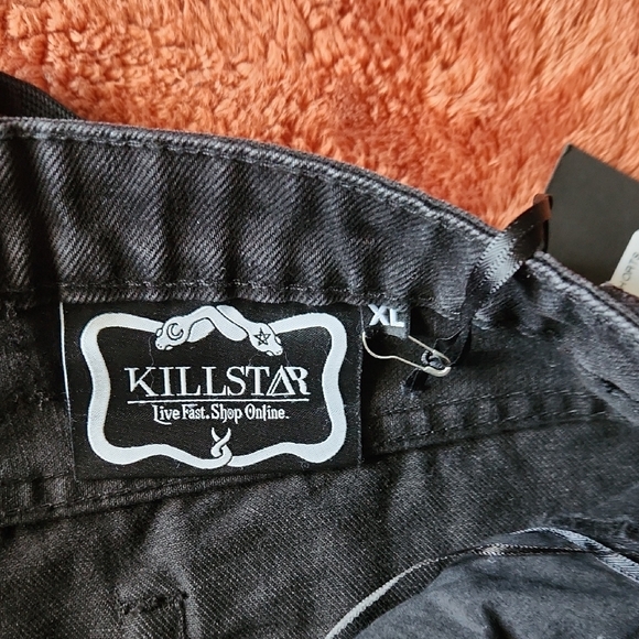 Killstar Black Denim Shorts with Patches NEW WITH TAGS! - Picture 3 of 4